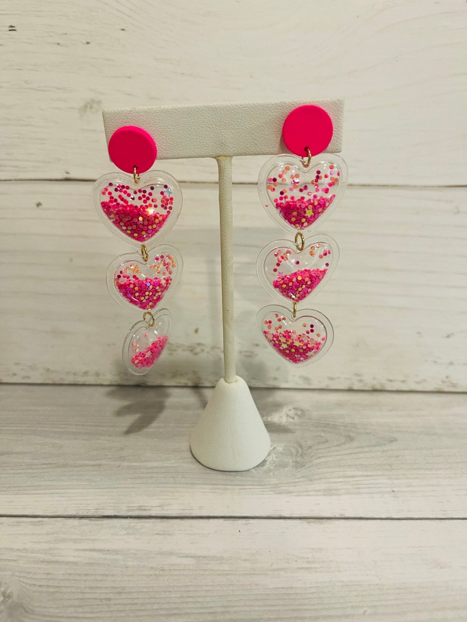 Triple Glitter Heart Earrings - Ballyhoo Boutique and Gift