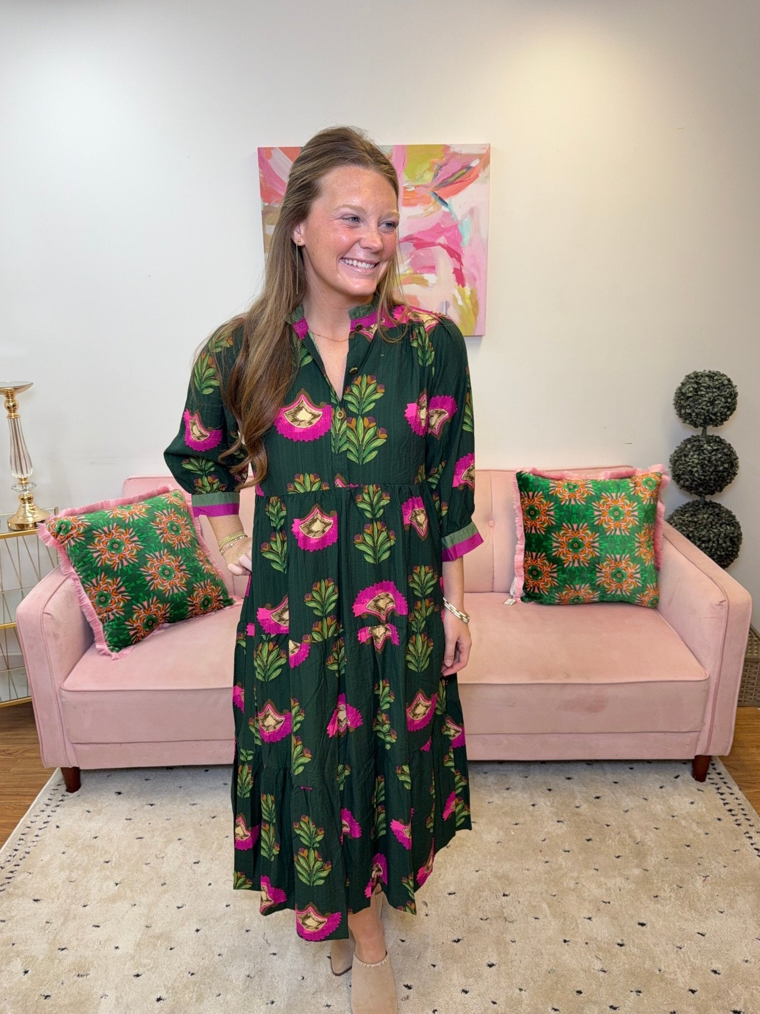 Twilight Gardens Dress Green - Ballyhoo Boutique and Gift