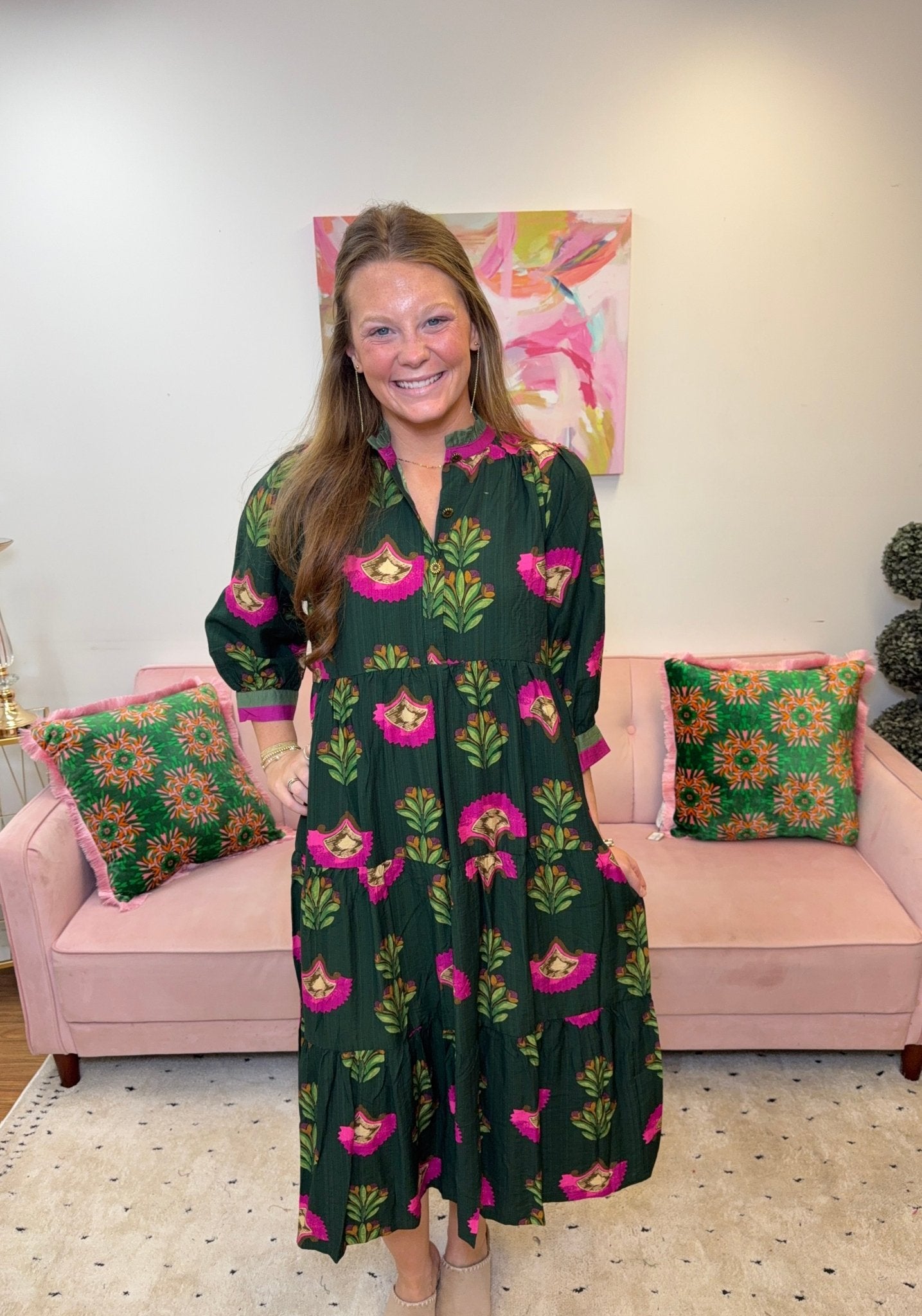 Twilight Gardens Dress Green - Ballyhoo Boutique and Gift