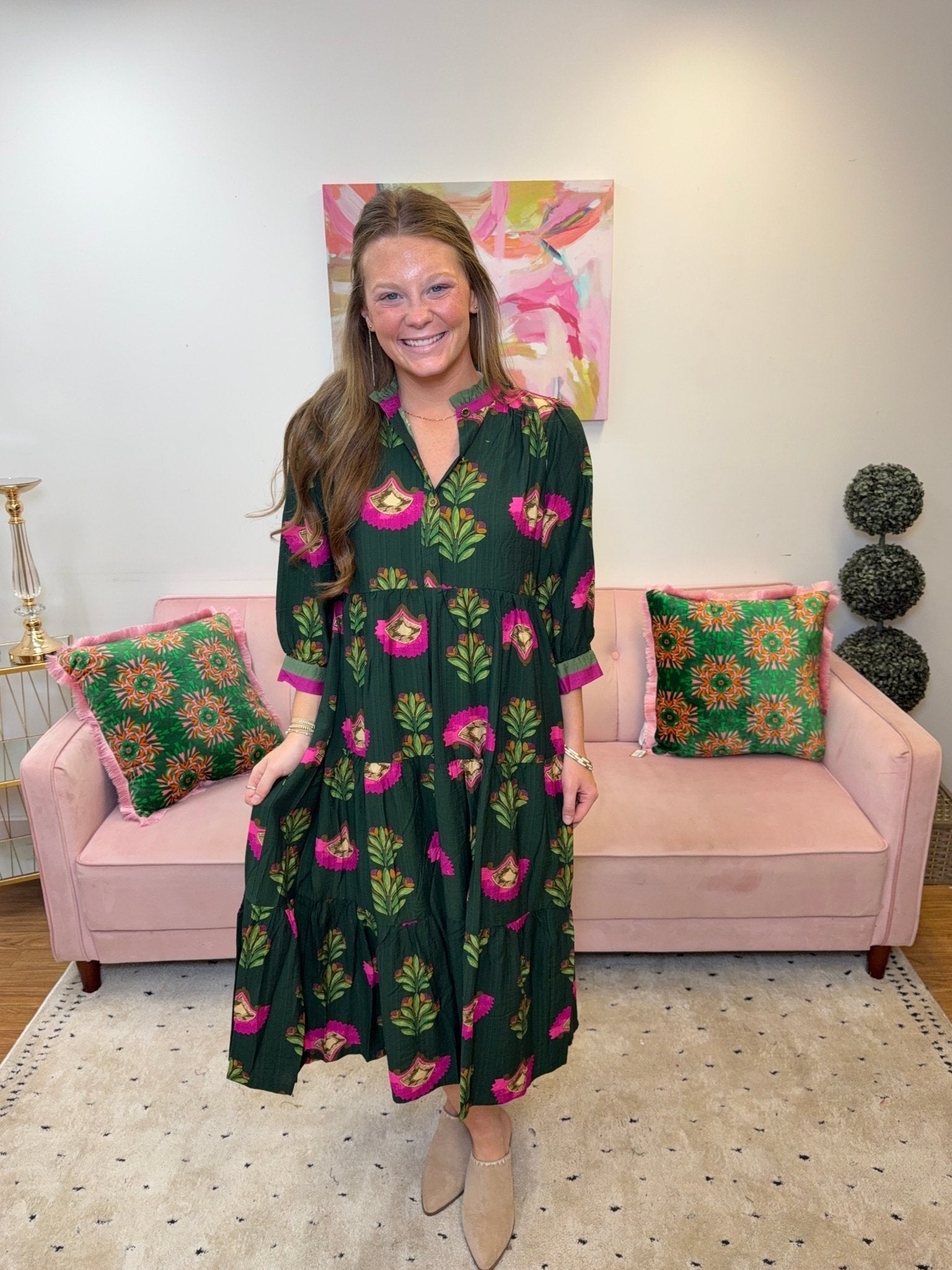 Twilight Gardens Dress Green - Ballyhoo Boutique and Gift