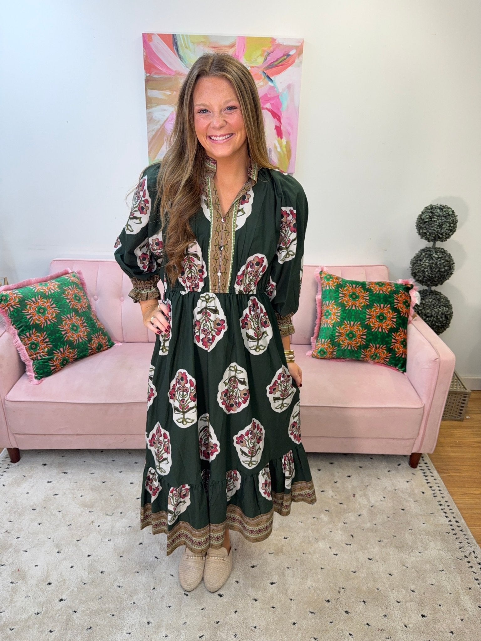 Urban Chic Dress Palm Green - Ballyhoo Boutique and Gift