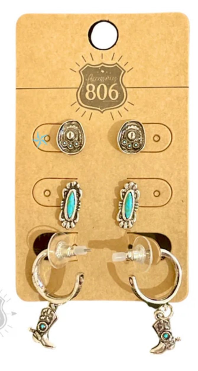 Western Boot Theme Earrings - Ballyhoo Boutique and Gift