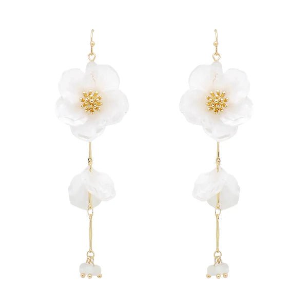 White Acrylic Flower Earring - Ballyhoo Boutique and Gift