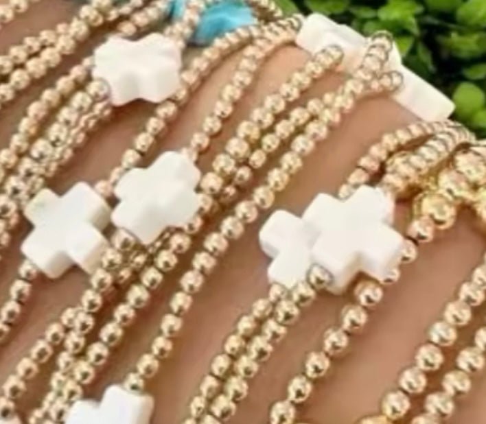 White Triple Cross Bracelet - Ballyhoo Boutique and Gift