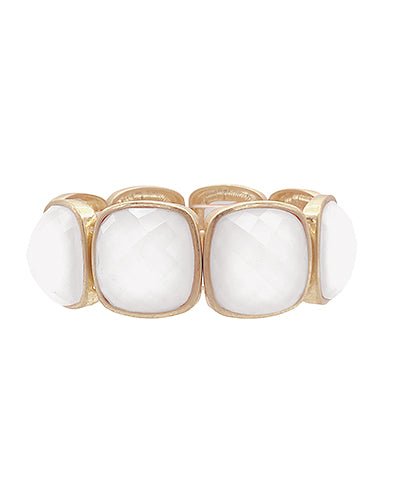 White/Gold Stone Bracelet - Ballyhoo Boutique and Gift