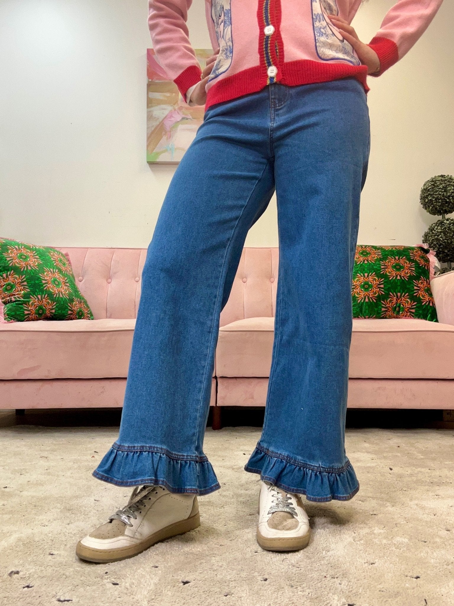 Wide Leg Ruffle Hem Pants - Ballyhoo Boutique and Gift