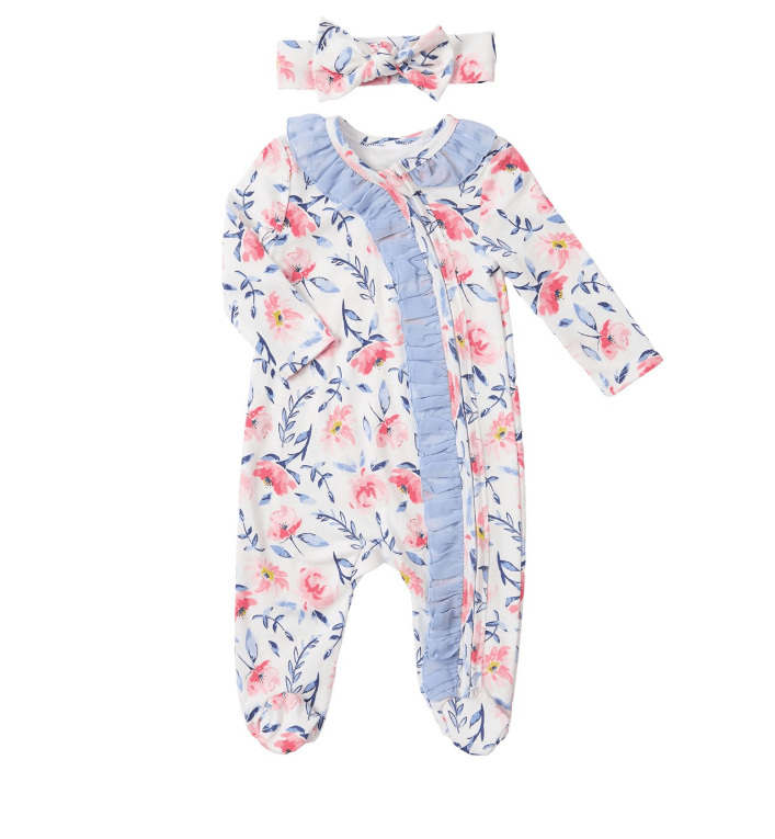 Zippered Ruffle Footie w/Headband - Ballyhoo Boutique and Gift