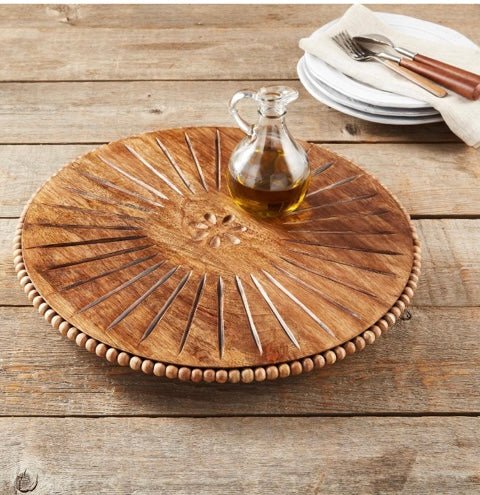 Beaded Wood Carved Lazy Susan - Ballyhoo Boutique and Gift