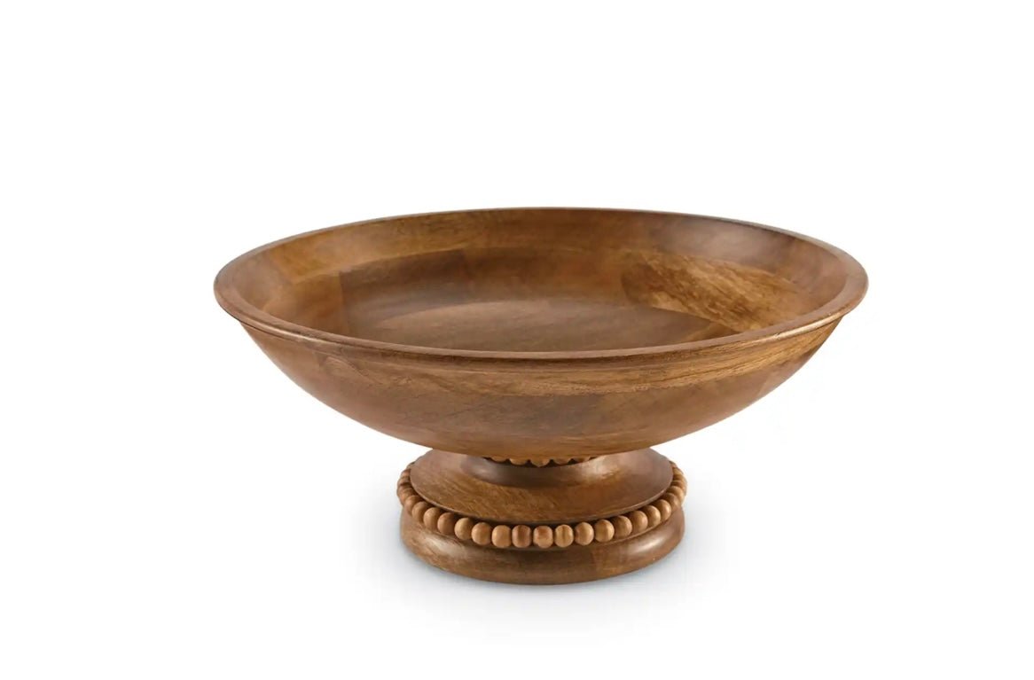 Beaded Wooded Pedestal Bowl - Ballyhoo Boutique and Gift