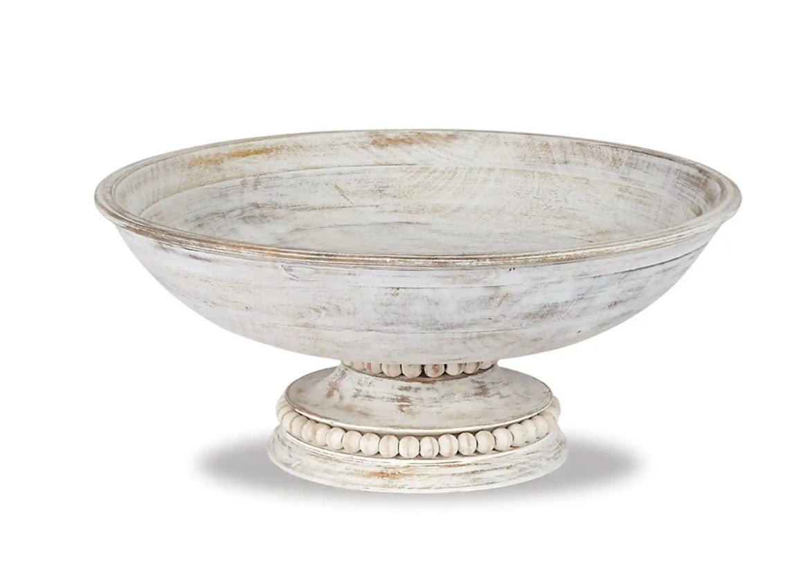 Beaded Wooded Pedestal Bowl - Ballyhoo Boutique and Gift