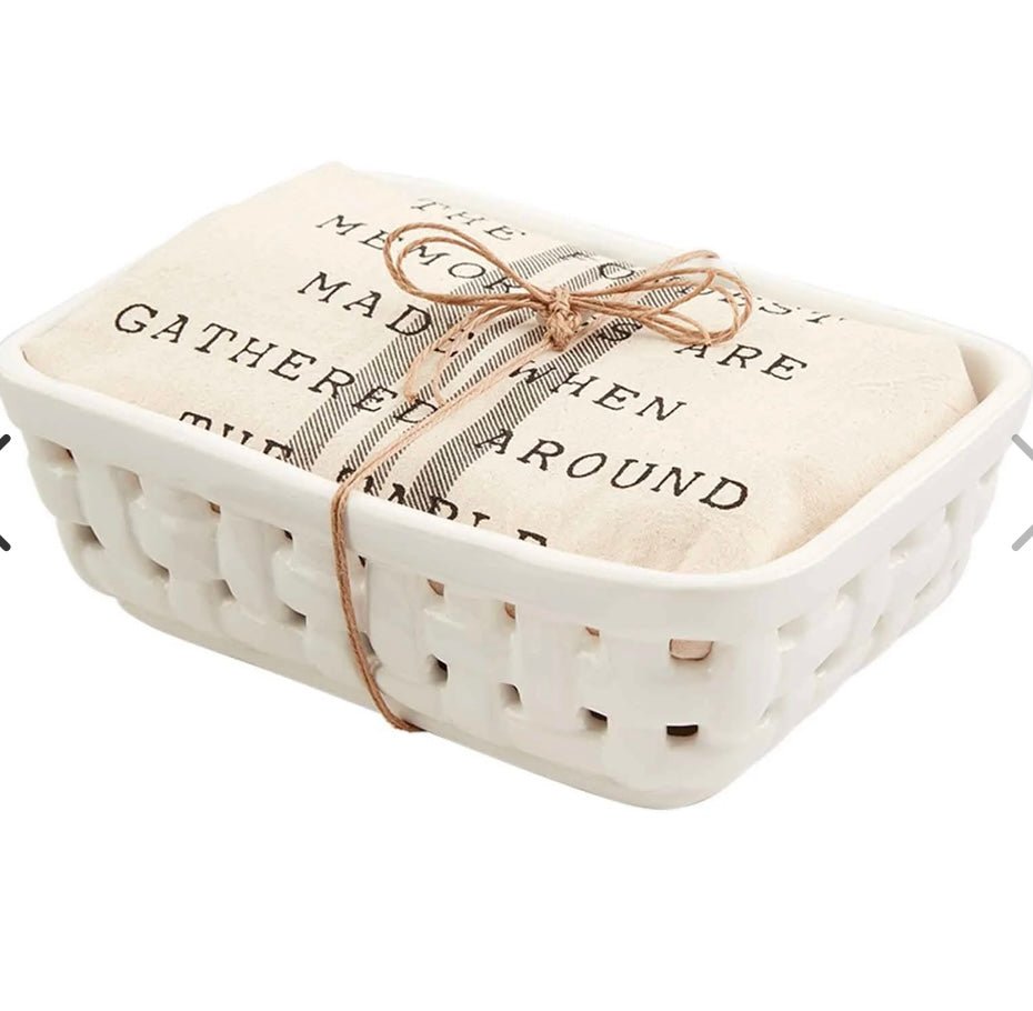 ceramic weave serving basket - Ballyhoo Boutique and Gift