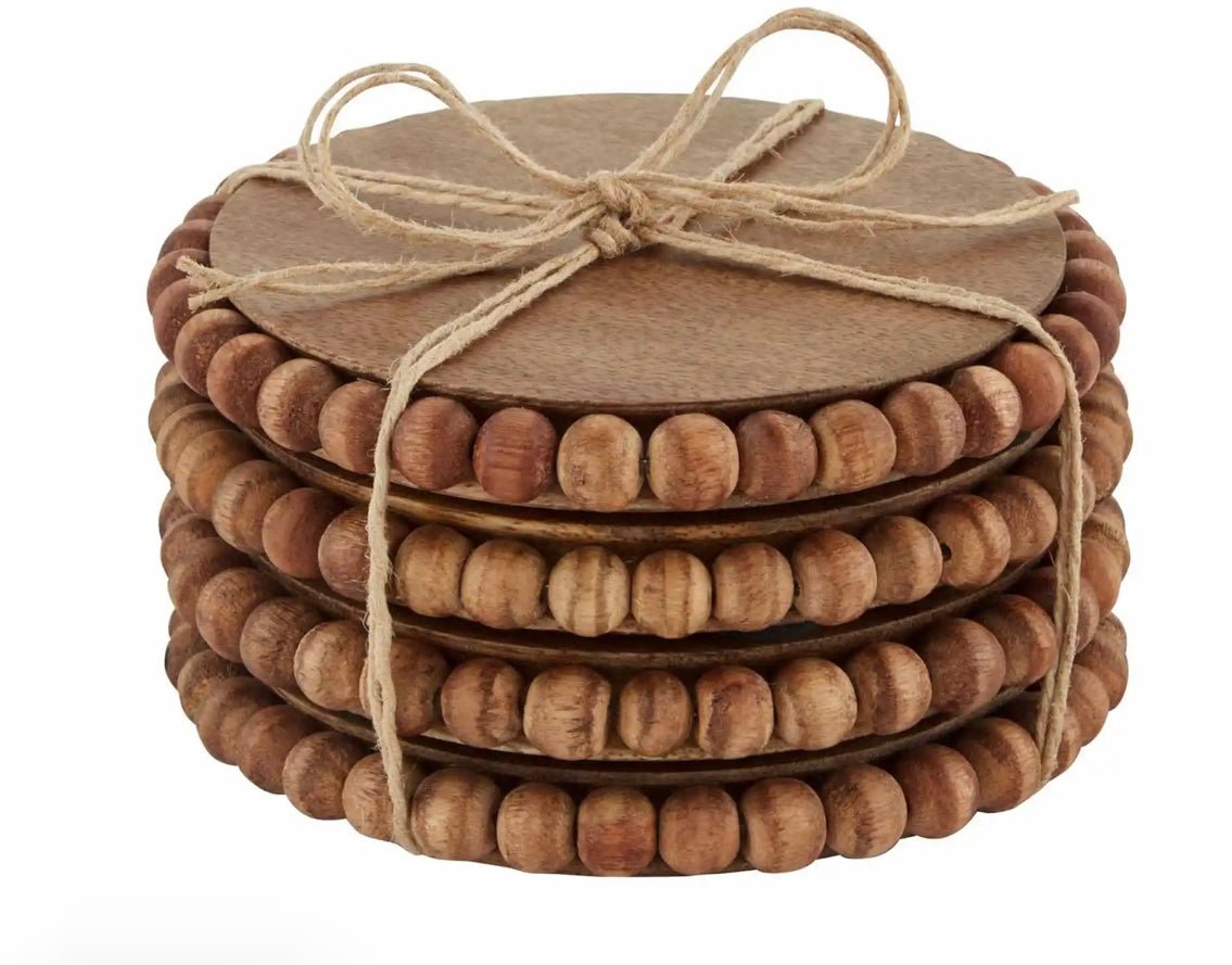 dark wood beaded coasters - Ballyhoo Boutique and Gift