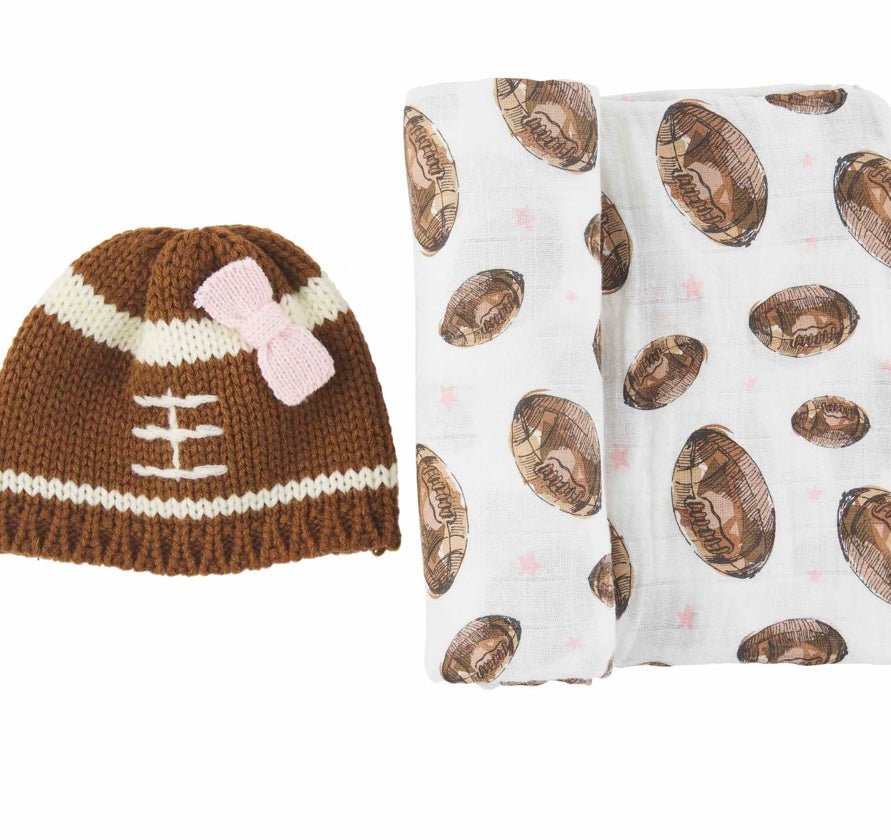 Football Swaddle and Hat - Ballyhoo Boutique and Gift