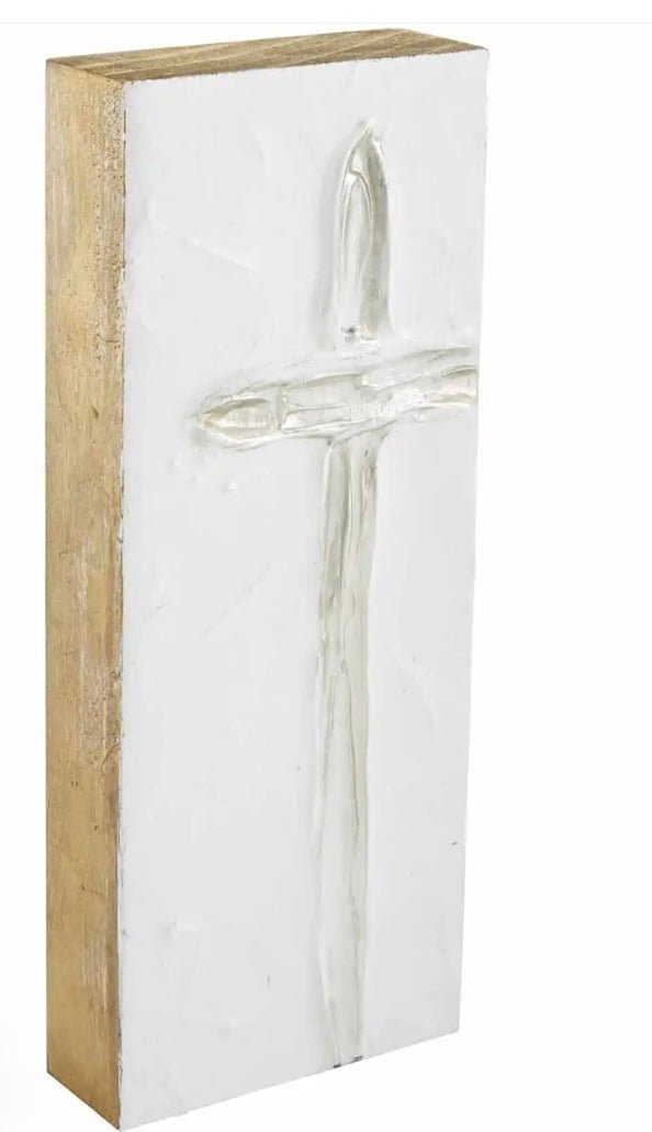 large silver cross block - Ballyhoo Boutique and Gift
