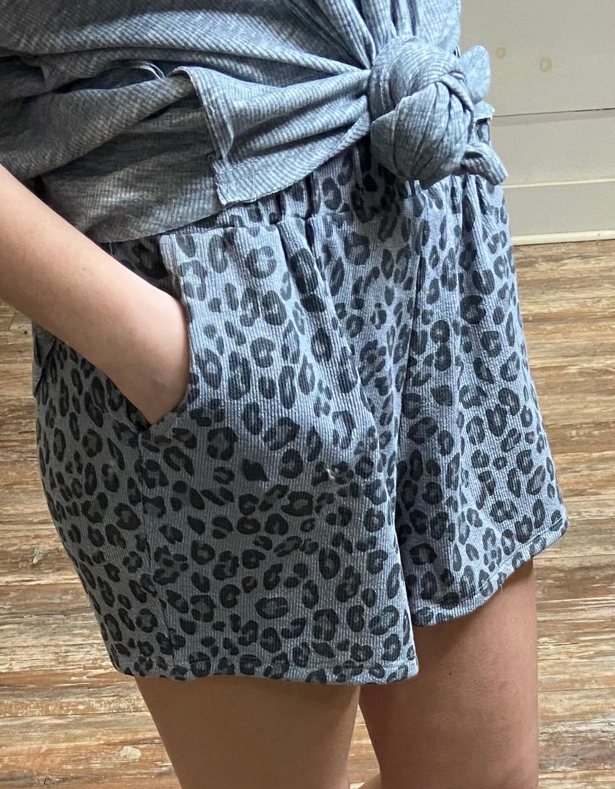 Leopard Grey Shorts - Ballyhoo Boutique and Gift