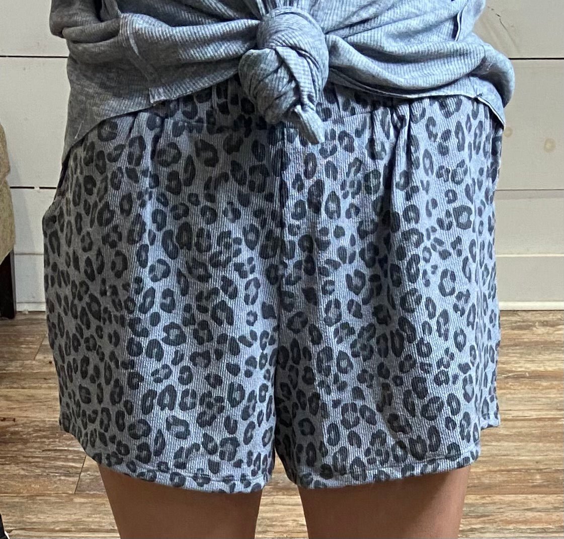 Leopard Grey Shorts - Ballyhoo Boutique and Gift