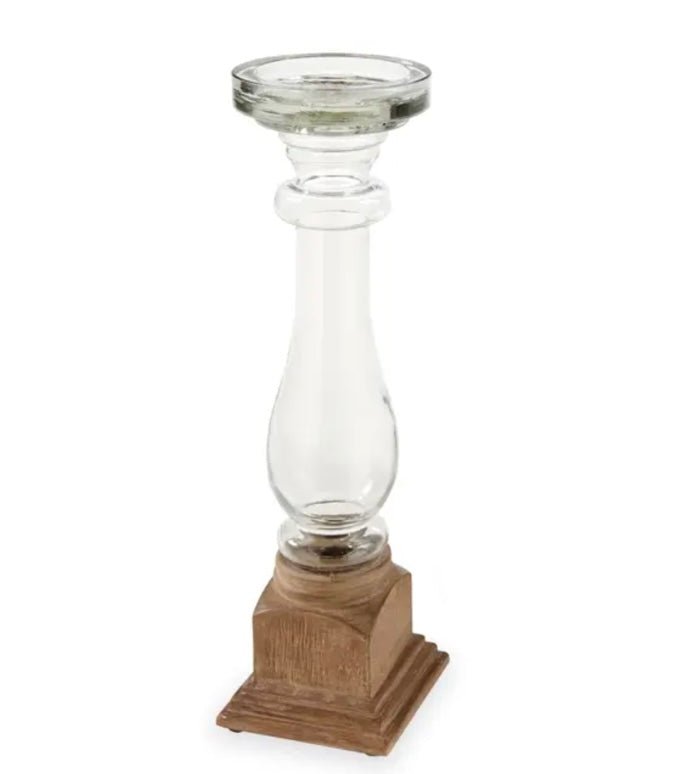 medium wood & glass candle holder - Ballyhoo Boutique and Gift