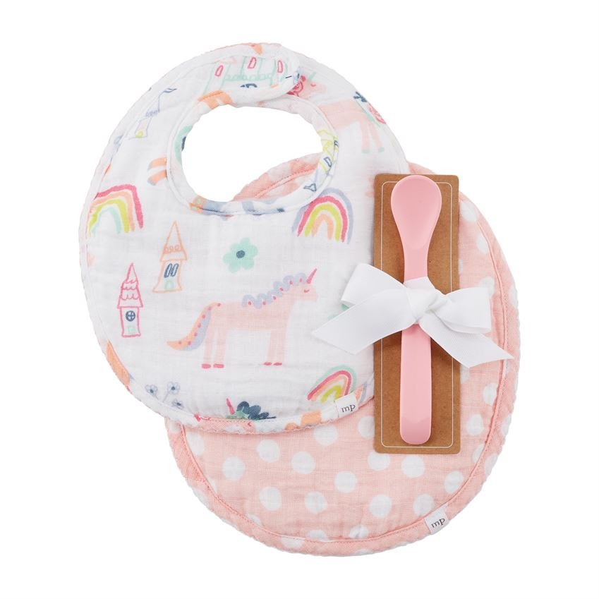 MP Muslin Bib (2) and Spoon Set - Ballyhoo Boutique and Gift