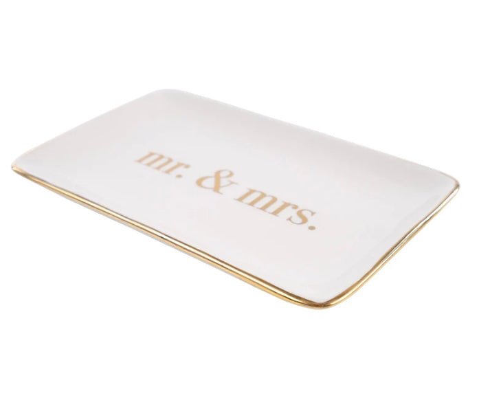 Mr. and Mrs. Gold Trinket Tray - Ballyhoo Boutique and Gift