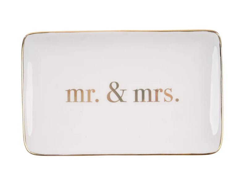 Mr. and Mrs. Gold Trinket Tray - Ballyhoo Boutique and Gift