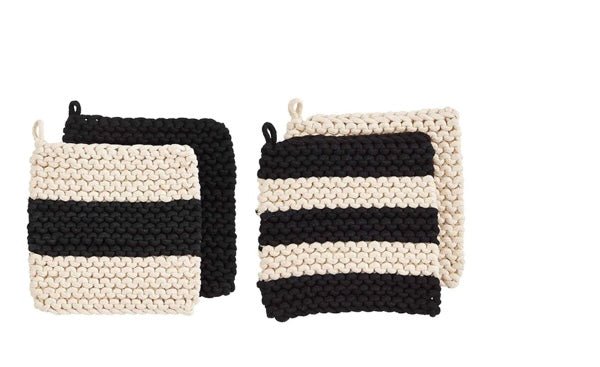 neutral stripe pot holder set - Ballyhoo Boutique and Gift