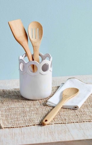 scalloped utensil holder - Ballyhoo Boutique and Gift