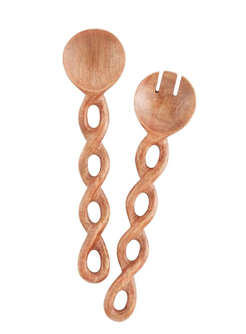 twisted wood serving set - Ballyhoo Boutique and Gift