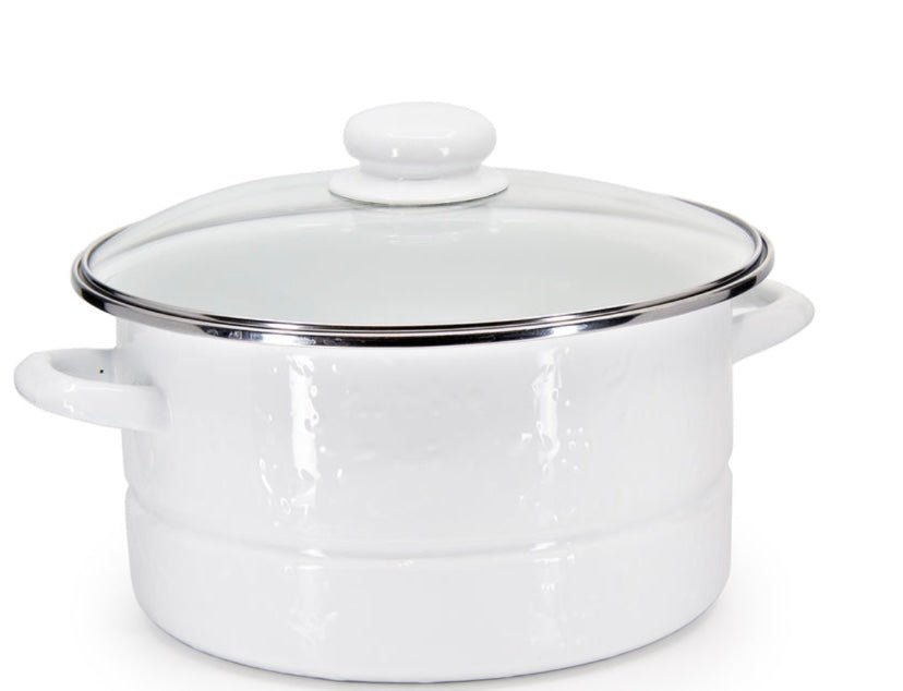 White 6qt Stock Pot - Ballyhoo Boutique and Gift