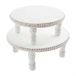 White Beaded Pedestal Trays - Ballyhoo Boutique and Gift