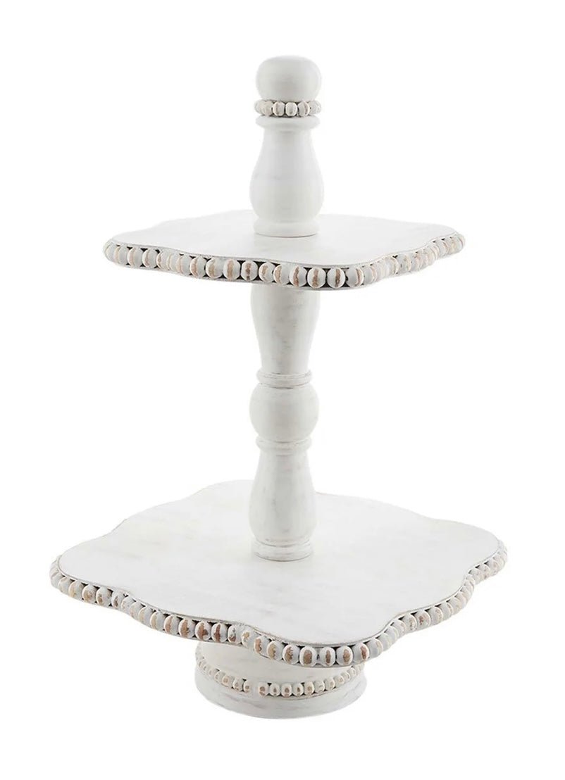 white beaded tiered server - Ballyhoo Boutique and Gift