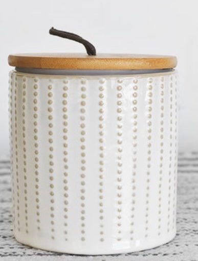 White Canister w/ Lid - Ballyhoo Boutique and Gift