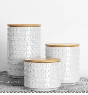 White Dot Canisters - Ballyhoo Boutique and Gift