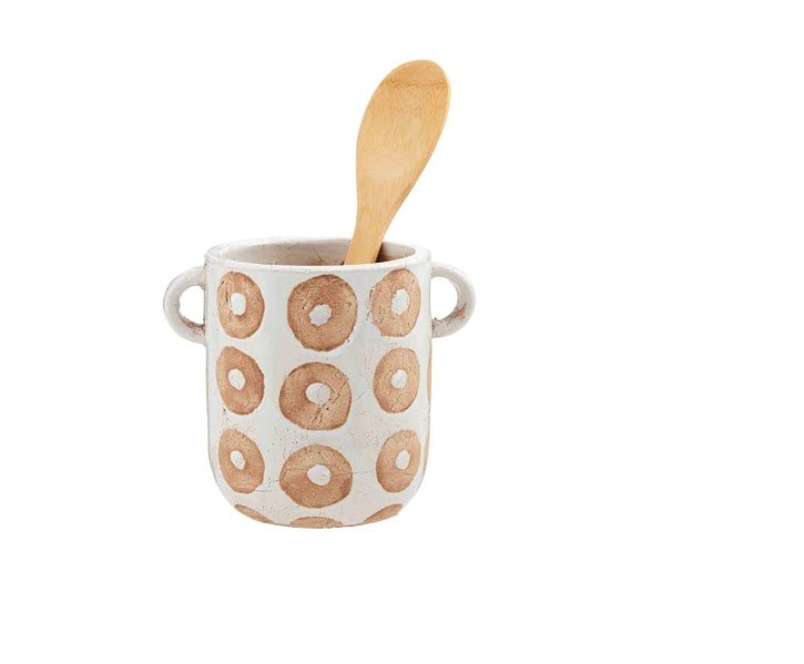 White Dot Utensil Holder - Ballyhoo Boutique and Gift