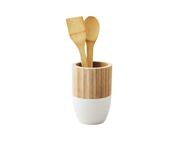 White Two Tone Utensil Holder - Ballyhoo Boutique and Gift