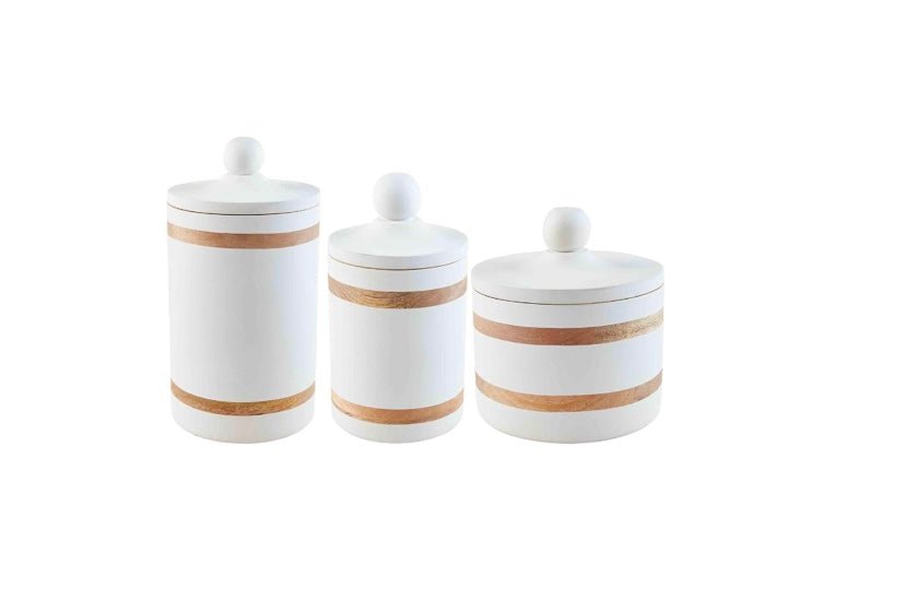 wood strap canister set - Ballyhoo Boutique and Gift